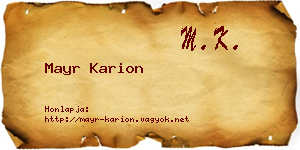 Mayr Karion névjegykártya